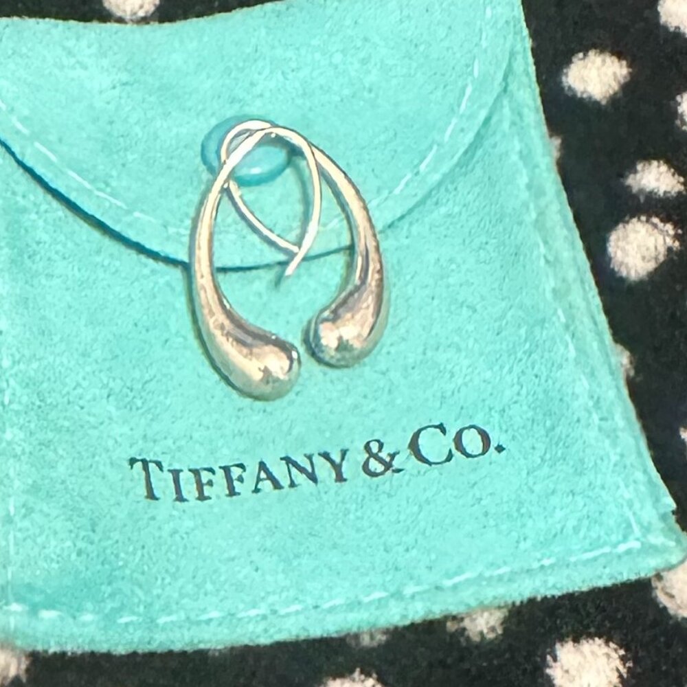 Tiffany & Co. Sterling Silver Elsa Peretti Teardrop Earrings - Picture 2 of 5